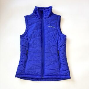 Columbia Vest Womens Small Blue Full Zip Sleeveless Puffer Omni-Shield Heat